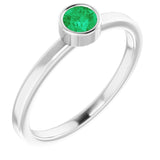 Platinum 4 mm Lab-Grown Emerald Ring