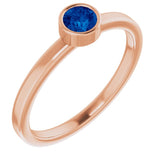 14K Rose 4 mm Natural Blue Sapphire Ring
