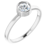 Rhodium-Plated Sterling Silver 5 mm Imitation White Sapphire Ring