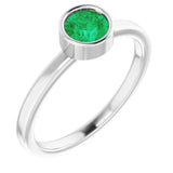 14K White 5 mm Lab-Grown Emerald Ring