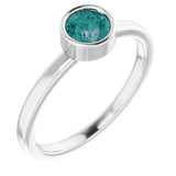 14K White 5 mm Lab-Grown Alexandrite Ring