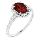 Sterling Silver Natural Mozambique Garnet Rope Ring