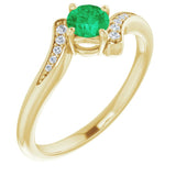 14K Yellow Natural Emerald & .04 CTW Natural Diamond Ring