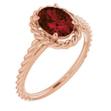 14K Rose Natural Mozambique Garnet Rope Ring