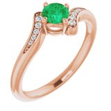 14K Rose Natural Emerald & .04 CTW Natural Diamond Ring