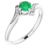 Sterling Silver Natural Emerald & .04 CTW Natural Diamond Ring