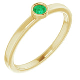 14K Yellow 3 mm Natural Emerald Ring