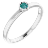 Rhodium-Plated Sterling Silver 3 mm Lab-Grown Alexandrite Ring
