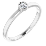 Rhodium-Plated Sterling Silver 3 mm Natural White Sapphire Ring