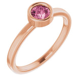 14K Rose 4.5 mm Natural Pink Tourmaline Ring