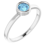 Platinum 4.5 mm Natural Aquamarine Ring