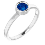 Platinum 4.5 mm Natural Blue Sapphire Ring