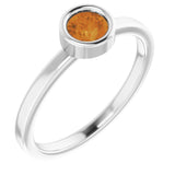 Platinum 4.5 mm Natural Citrine Ring