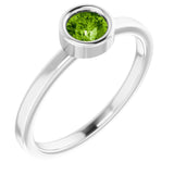 Platinum 4.5 mm Natural Peridot Ring