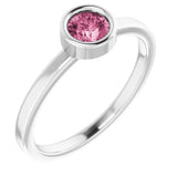 Platinum 4.5 mm Natural Pink Tourmaline Ring