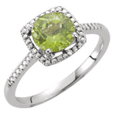 Sterling Silver Natural Peridot & .01 CTW Natural Diamond Ring