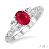 Oval Shape Gemstone & Diamond Ring