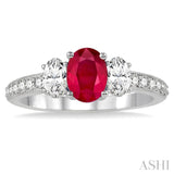 Oval Shape Gemstone & Diamond Ring