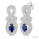 Oval Shape Gemstone & Diamond Earrings