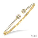 Stackable Pear Shape Diamond Open Cuff Bangle