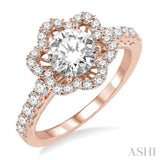 Flower Shape Semi-Mount Diamond Engagement Ring