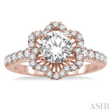 Flower Shape Semi-Mount Diamond Engagement Ring