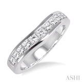 Channel Set Curved Diamond Wedding Band