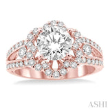 Flower Shape Semi-Mount Diamond Engagement Ring