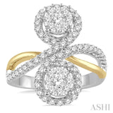 2 Stone Lovebright Diamond Fashion Ring