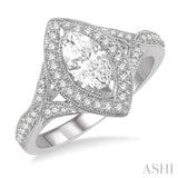 Marquise Shape Semi-Mount Diamond Engagement Ring