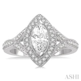 Marquise Shape Semi-Mount Diamond Engagement Ring